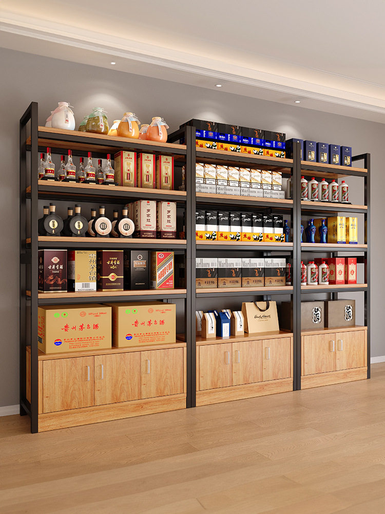 酒柜靠墙商用饭店客厅2024新款中式白酒柜现代简约储物钢木展示J^图片
