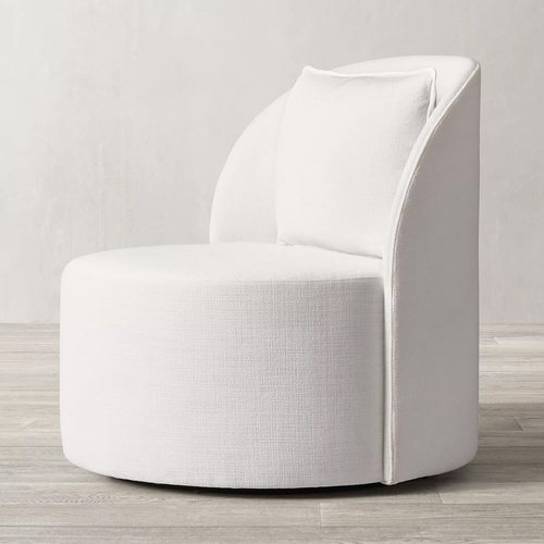 美式轻奢布艺休闲椅北欧现代极简单人沙发椅美国rh亚麻办公椅沙发