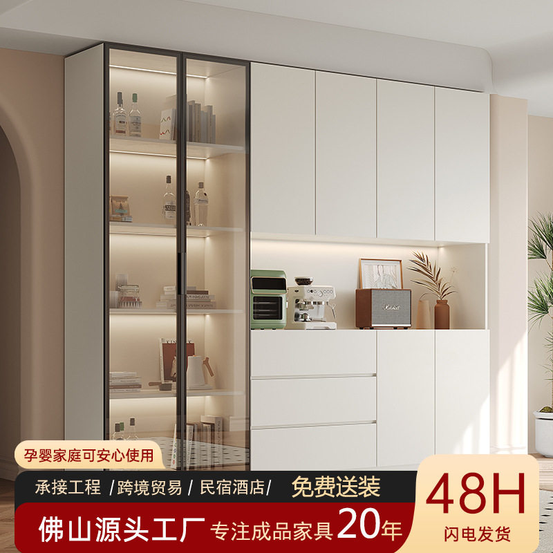 实木酒柜玻璃门客厅家用餐边柜靠墙一体储物柜2026新款置物柜子图片