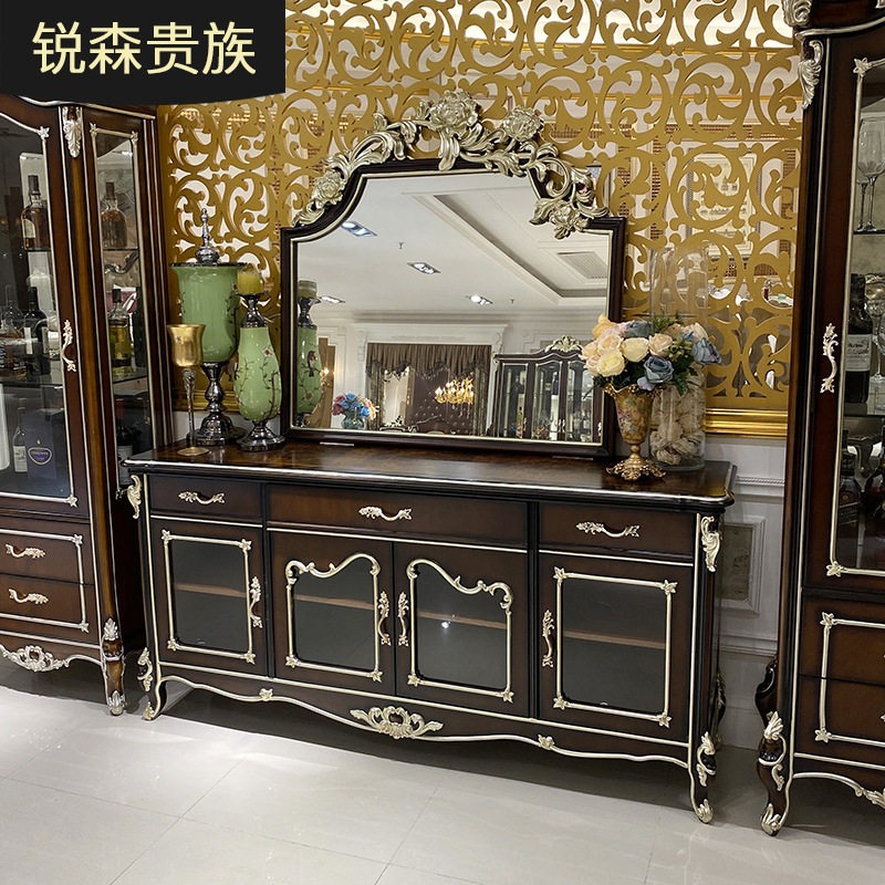 法式实木餐边柜欧式宫廷奢华客厅茶水柜厨房储物柜置物柜厨边柜
