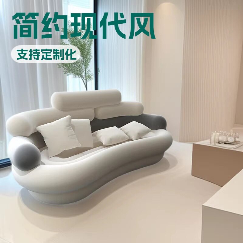 现代网红沙发美甲店美容院接待沙发简约现代服装店沙发茶几组合轻图片