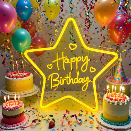 生日灯牌led霓虹灯happybirthday字母海星发光造型灯节日派对装饰