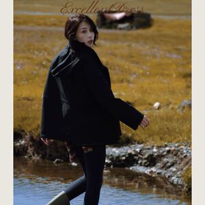 拉贡泰迪优雅气质宽松带帽大衣
