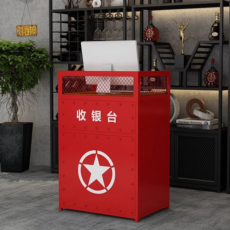 收银台店铺小型网红简约铁艺工业风小吧台迷你复古现代小前台柜台图片