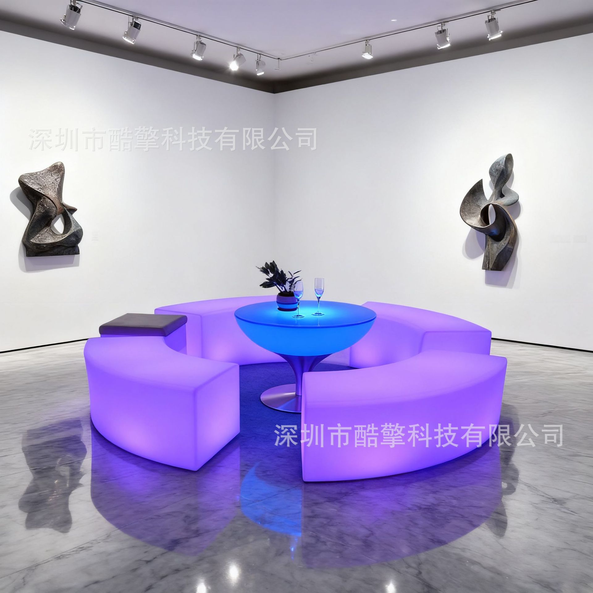 led发光凳子桌子KTV酒吧发光家具茶几户外防水七彩灯光弧形凳子图片