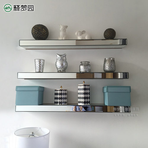 现代简约镜面装饰架墙板墙架壁挂架一字隔板置物架新古典 W1202