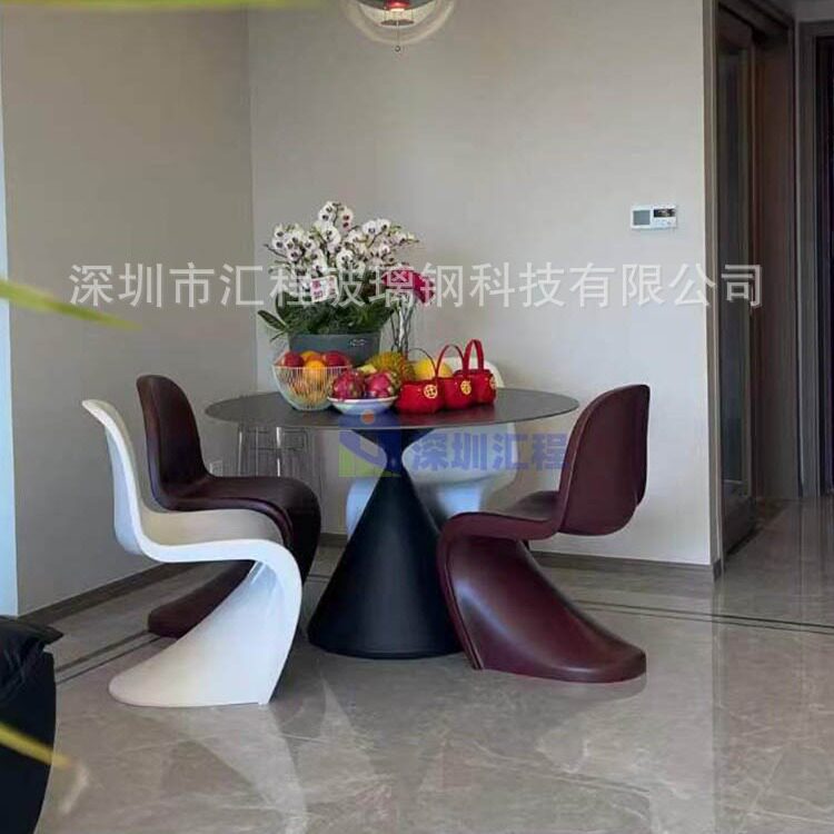 计师款餐厅玻璃钢潘通椅简约创意洽谈椅北欧家用卧室网红梳妆凳子图片