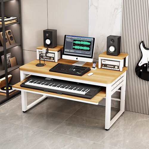 midi键盘电子琴桌现代编曲桌工作台家用琴架琴桌电钢琴推拉电脑H^