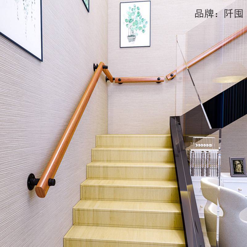 靠墙复式楼梯扶手实木简约欧式幼儿园护栏木扶手室内别墅阁楼走廊图片