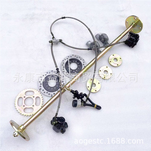 DIY自制四轮卡丁车双碟刹后桥改装配件后轴套件总成100MM固定座