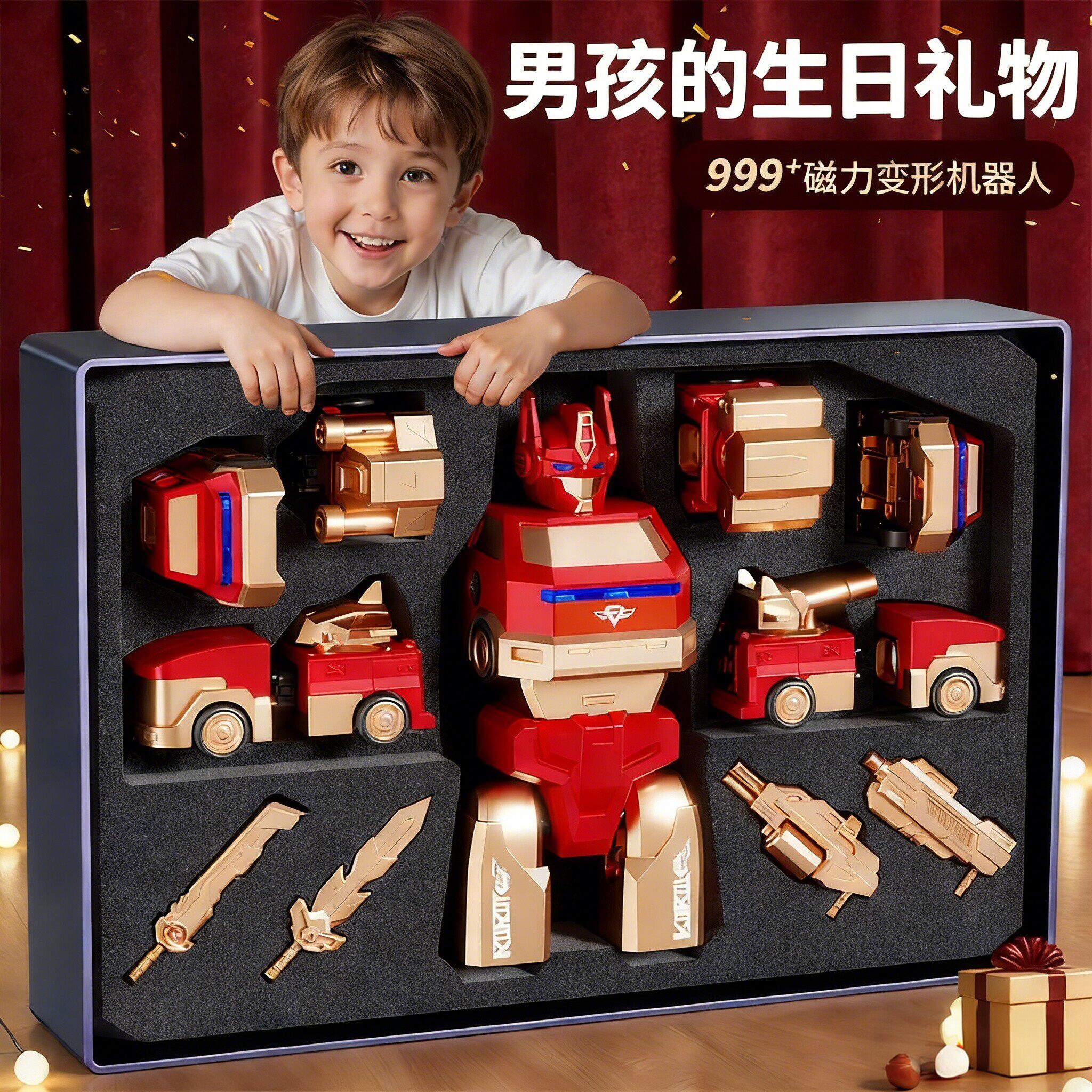 2026新款磁吸机器人拼装接工程车变形益智玩具汽车男孩子儿童礼物