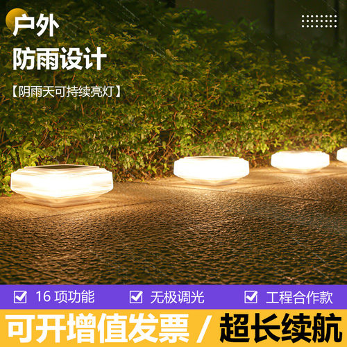 新款户外太阳能透镜柱头灯别墅门头庭院地插灯草坪花园防水照明灯