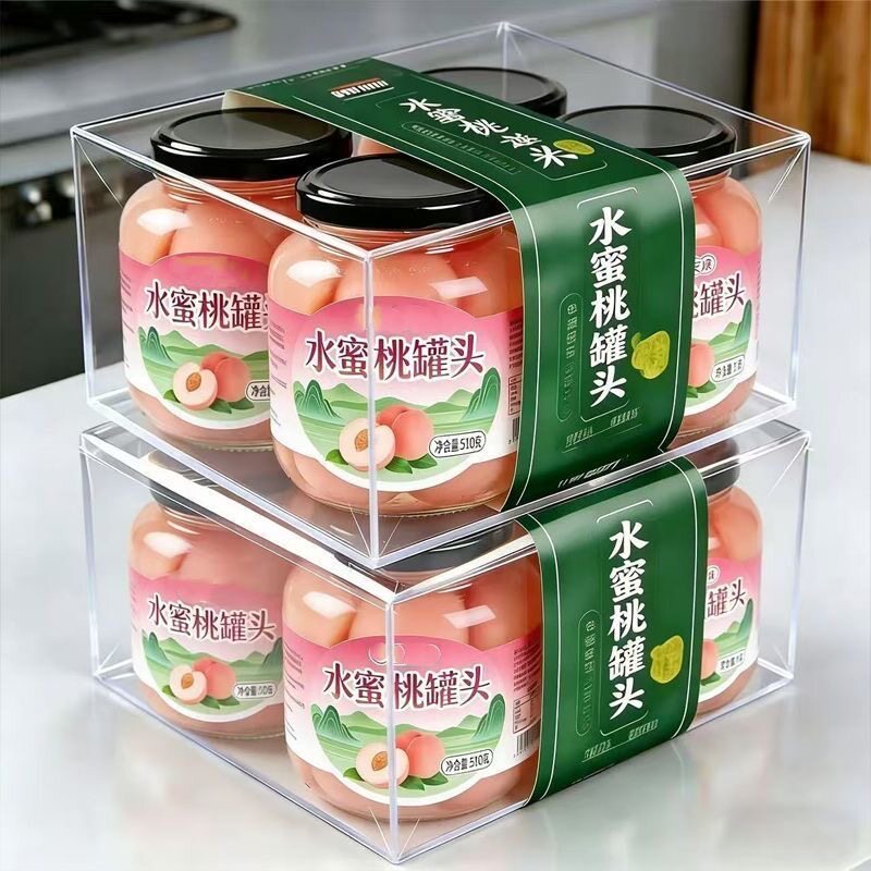 【整箱到手4大瓶】正宗水蜜桃罐头玻璃瓶整箱大清仓新鲜白桃水果