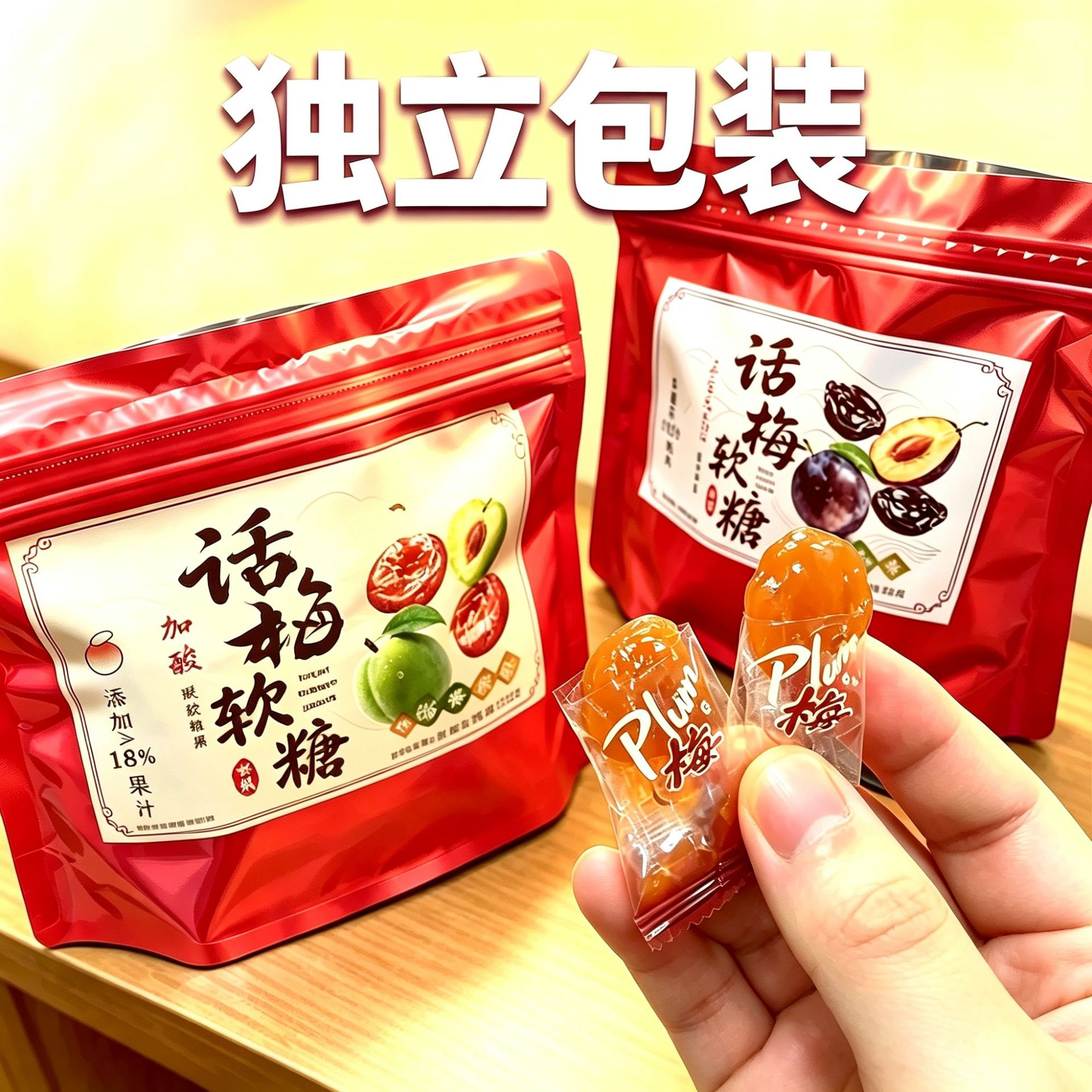 老式话梅软糖软糖果酸味Q弹独立包装办公室追剧解馋零食果肉糖果