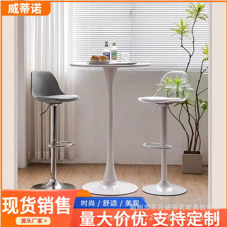 实木高吧台桌酒吧桌子家用圆形高脚桌酒会展会小吧台阳台休闲吧桌图片