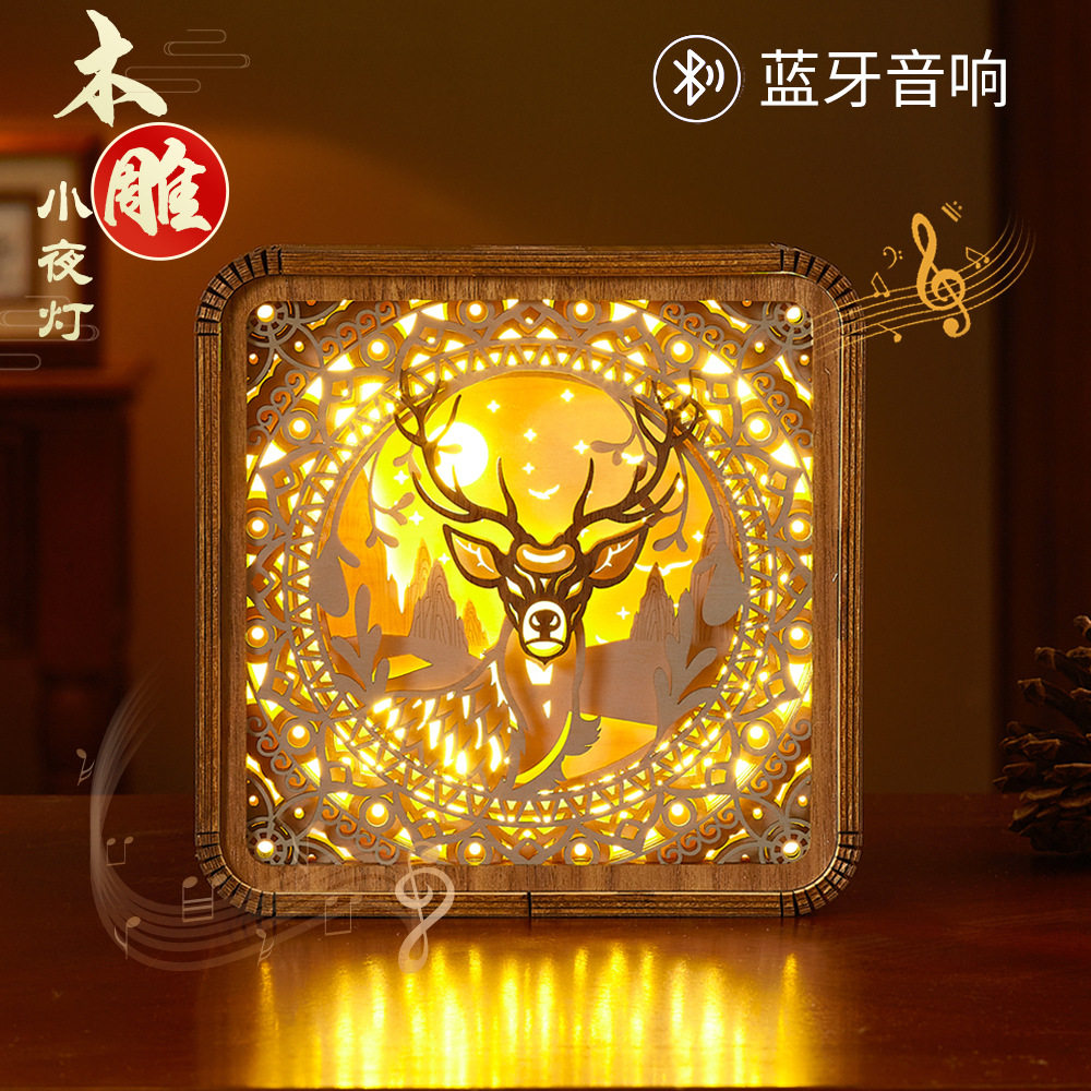 学校毕业季木雕灯文创光影纸雕灯3d立体气氛小夜灯文化创意礼品图片