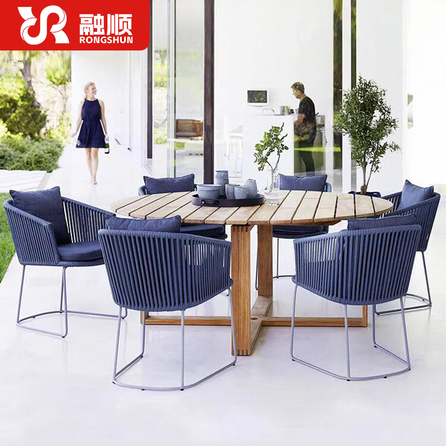 户外桌椅庭院别墅露台餐桌椅组合室外休闲阳台藤椅茶桌椅防水防晒图片