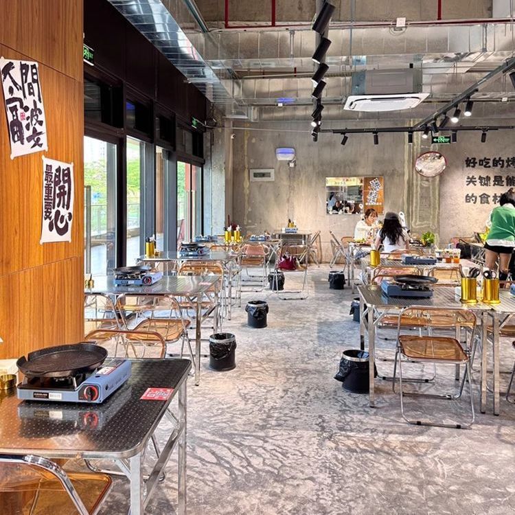 大排档不锈钢桌椅组合餐饮快餐烧烤店火锅烤肉桌户外折叠餐桌商用图片
