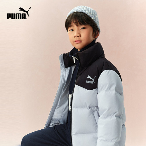 PUMA彪马童装2026冬季新款儿童羽绒服立领设计时尚撞色温暖