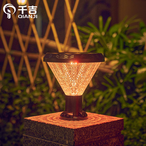 太阳能柱头灯户外大门柱可调光墙灯防水室外别墅庭院灯花园草坪灯