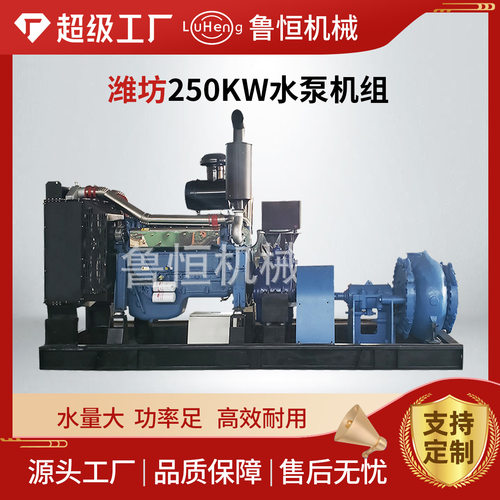抽水用发电机250KW低油耗四保护系统250千瓦潍坊动力水泵机组