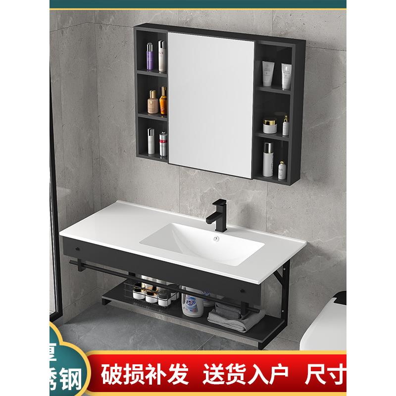 不锈钢挂墙式洗手盆支架盆陶瓷一体盆左右盆小户型卫生间洗脸盆池
