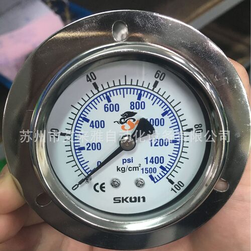 SKON油压表 YN60ZT 轴向25MPA 250KG 耐震压力表 PT1/4 抗震表