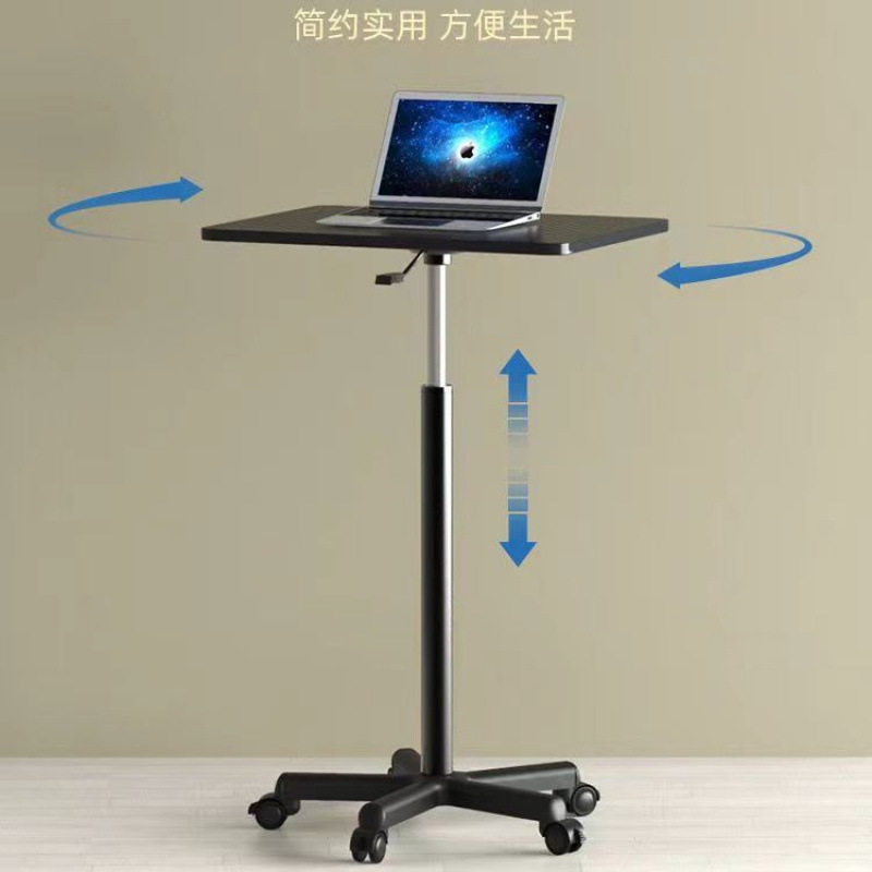 可移动升降桌带滑轮小型床边桌站立式工作台电脑办公书桌讲台跨境图片