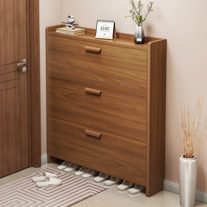 实木风门后鞋柜薄款翻斗式大容量新款2024爆款储物收纳简易鞋架子图片