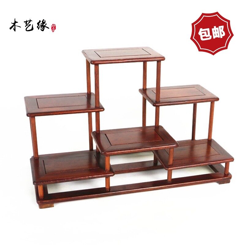 r^小博古架实木中式古典紫砂茶壶架酸枝多宝格置物架盆景展示图片