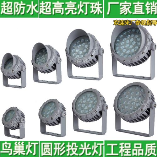 LED圆形投光灯照树投射灯12W24W36W48W72W户外鸟巢灯泛光户外防水