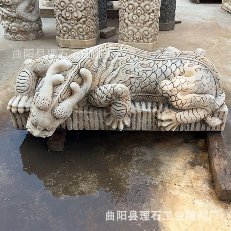 石雕蚣蝮汉白玉做旧石雕避水兽蚣蝮雕塑摆件复古工艺大理石吸水兽图片