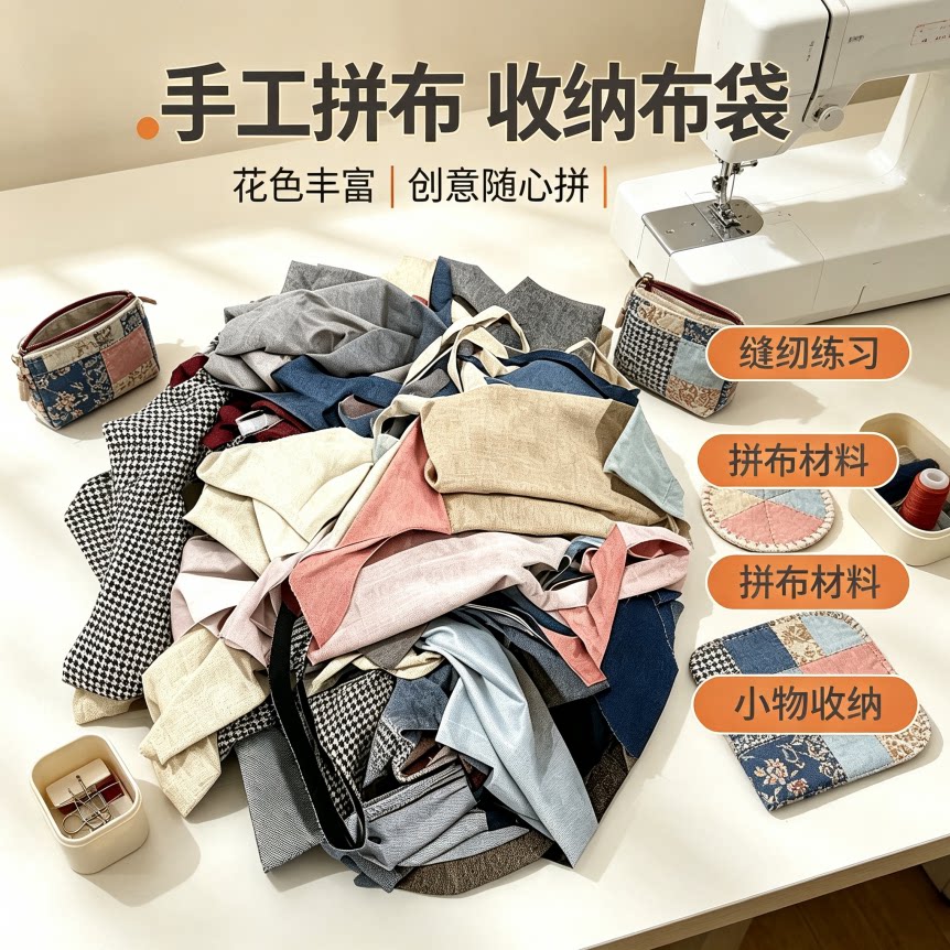 棉麻边角料透气耐磨棉麻布料宠物窝狗垫猫垫手工diy宠物用品布头图片