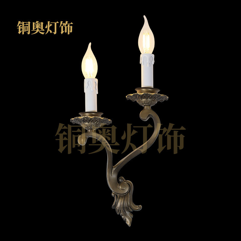 法式全铜壁灯中式古铜复古风脱蜡铸造黄铜壁灯客厅背景玄关装饰灯图片