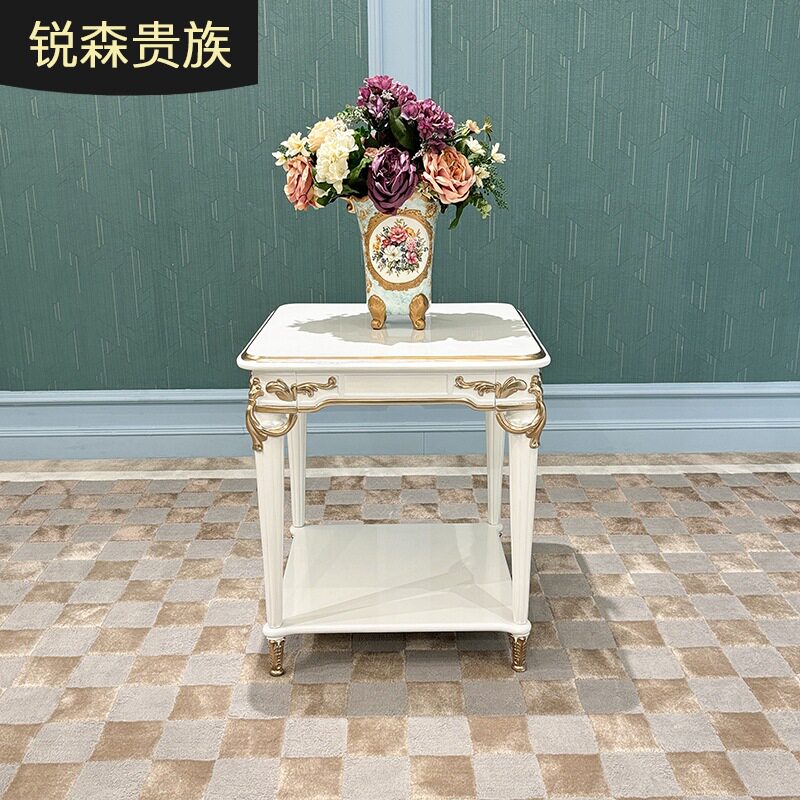 法式实木小茶几欧式宫廷奢华实木雕花边角几客厅沙发旁小茶台图片