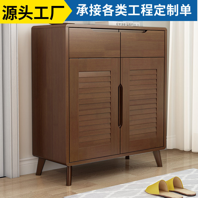 透气实木鞋柜北欧风家用门口多层入户防尘木质小型鞋柜收纳玄关柜图片