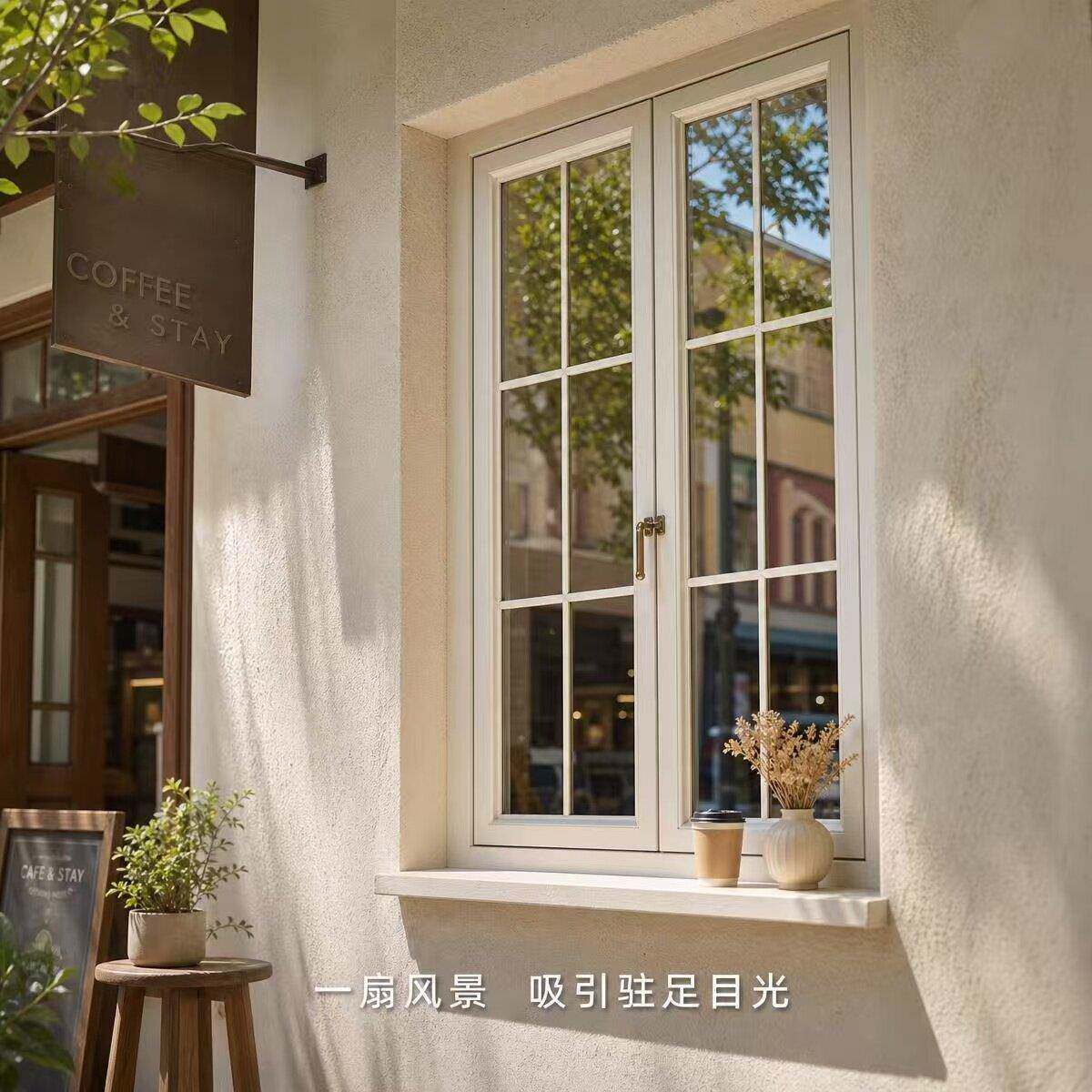 法式复古白色格子窗铁艺隔断平开窗田园落地客厅窗户奶油风格窗户