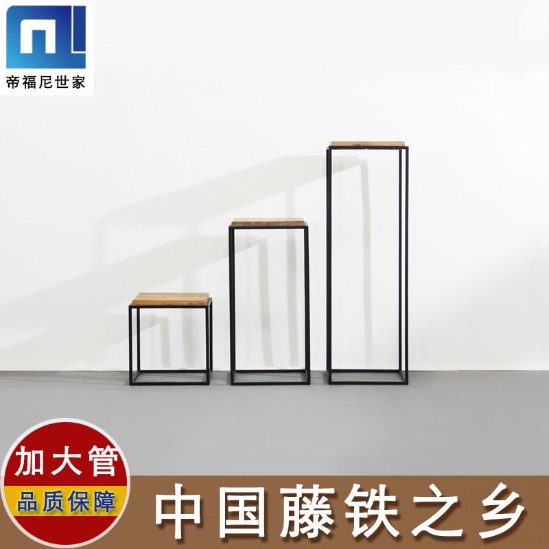 特价简约户外阳台花架铁艺单层客厅盆景架置物架木质原木角落花架