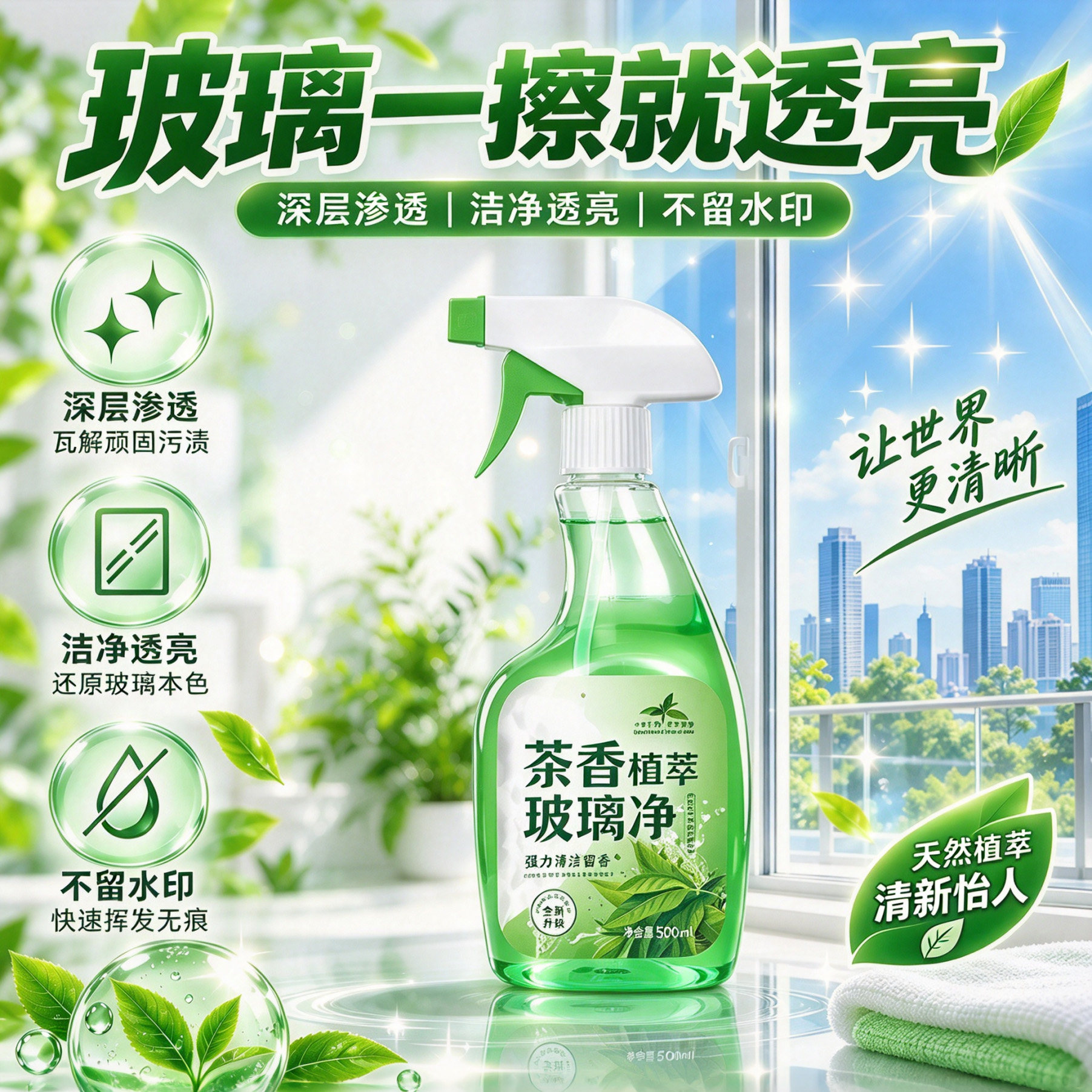 强力去污擦窗神器玻璃清洁剂