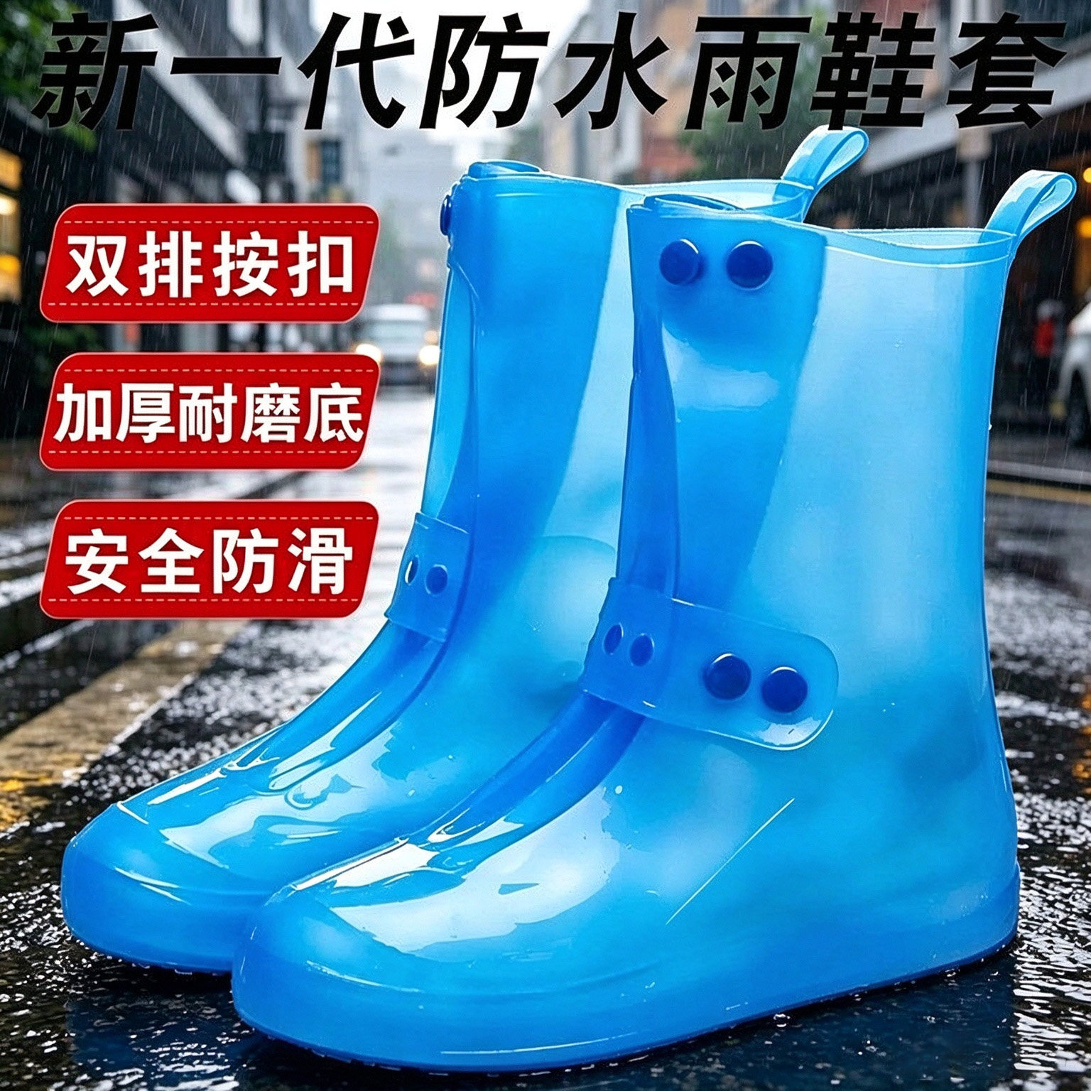 防水防滑双排扣加厚耐磨雨靴