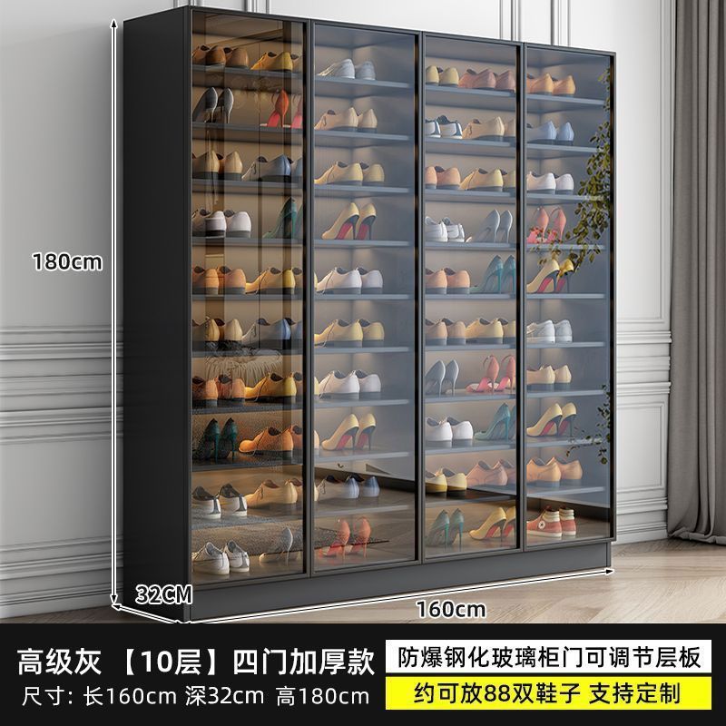 玻璃鞋柜轻奢简约门口现代收纳家用大容量阳台玄关储物柜一体入户