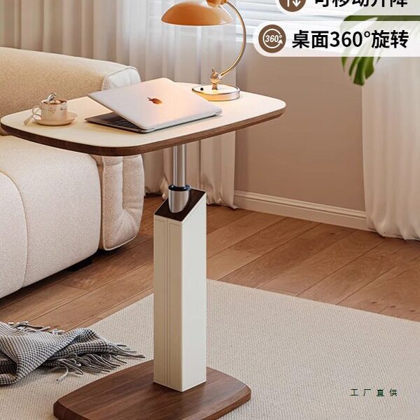 中古风升降可移动沙发边几客厅茶几小桌子床头边桌电脑桌C型角几图片
