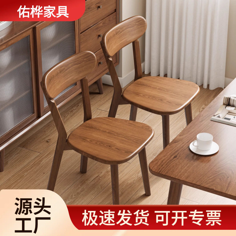 实木椅子家用餐椅靠背餐桌椅商用简约复古餐厅专用凳子意式洽谈椅图片