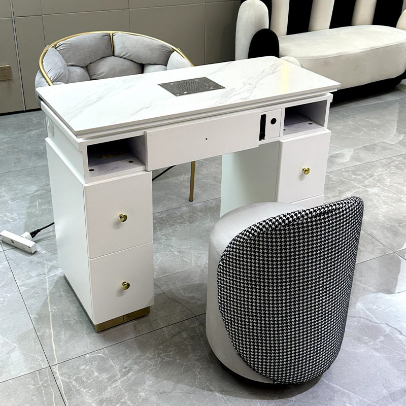 厂家直销美甲桌带吸尘器美容院同款加宽防水台面美甲师专用工作台图片