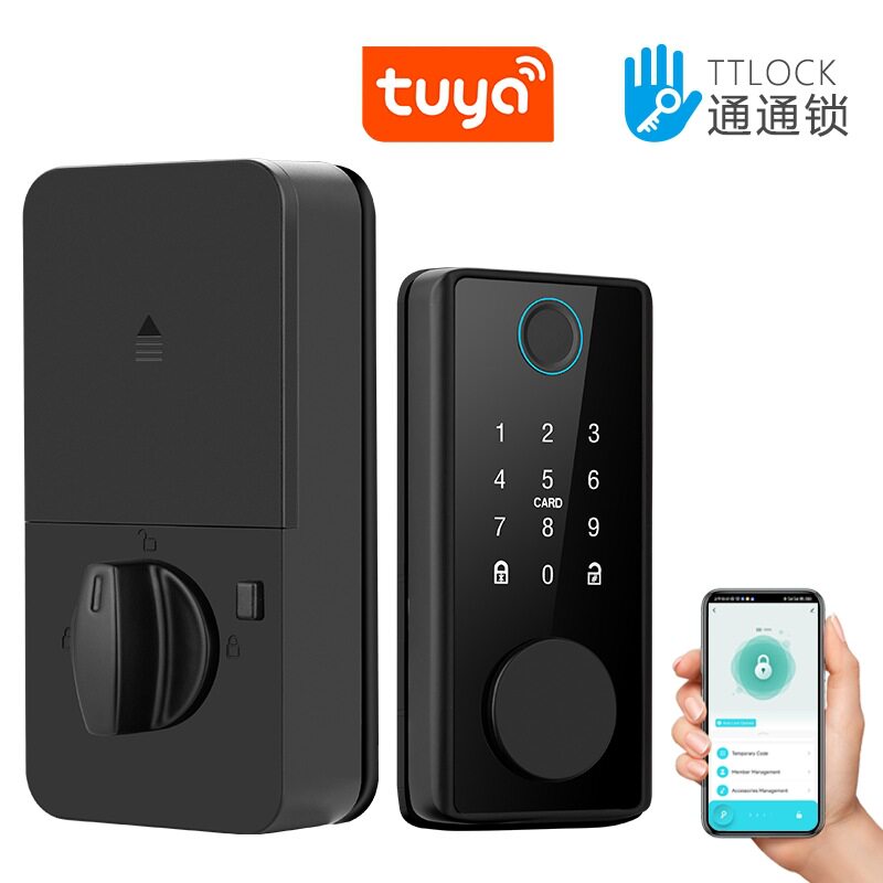呆锁涂鸦智能门锁木门指纹锁辅助闭锁刷卡密码锁跨境外图片
