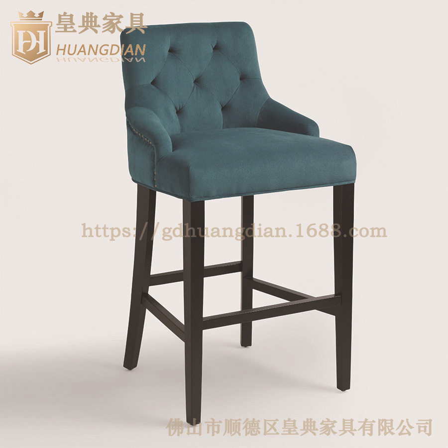 酒店家具厂家热销前台吧椅 接待台配套吧凳餐厅实木 布艺椅子 B37图片