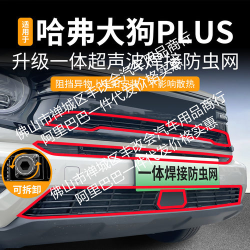 适用哈弗大狗PLUS一体焊接汽车防虫网前脸中网专用改装装饰条配件