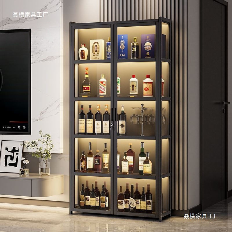 酒柜展示柜家用客厅2024新款靠墙置物架现代简约小型白酒储藏柜子图片