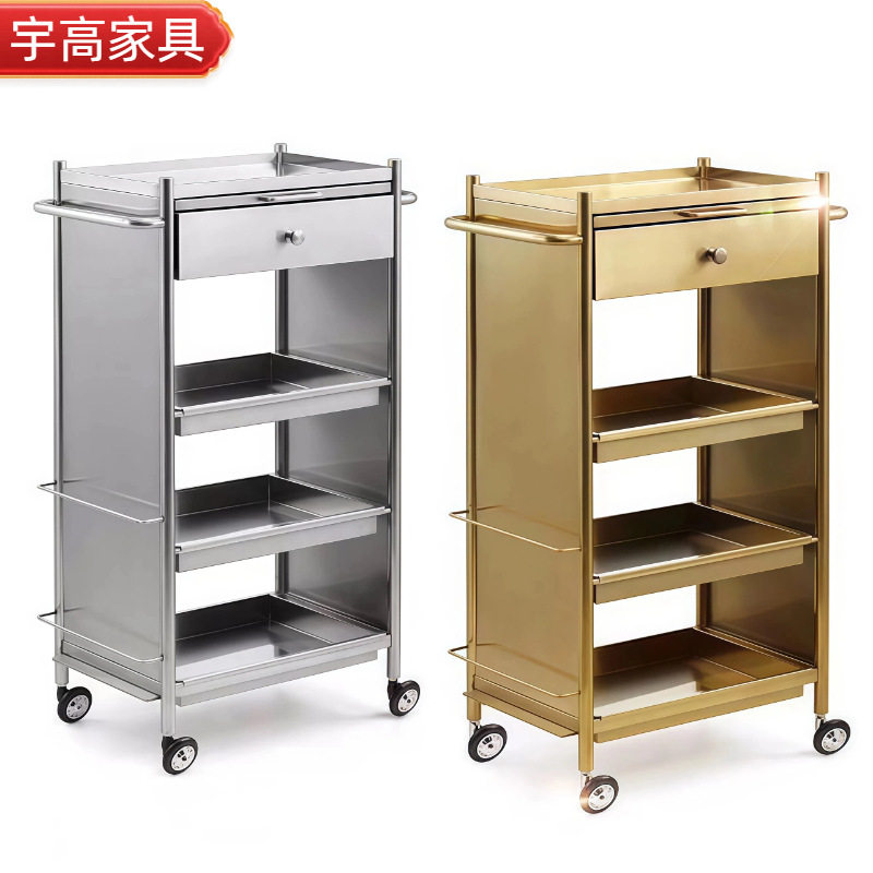 理发店工具柜不锈钢美发店工具箱发廊专用推车多功能置物架剪发柜图片