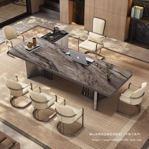 GYA现代轻奢岩板茶桌椅组合办公室茶台烧水壶一体感家用大板茶桌